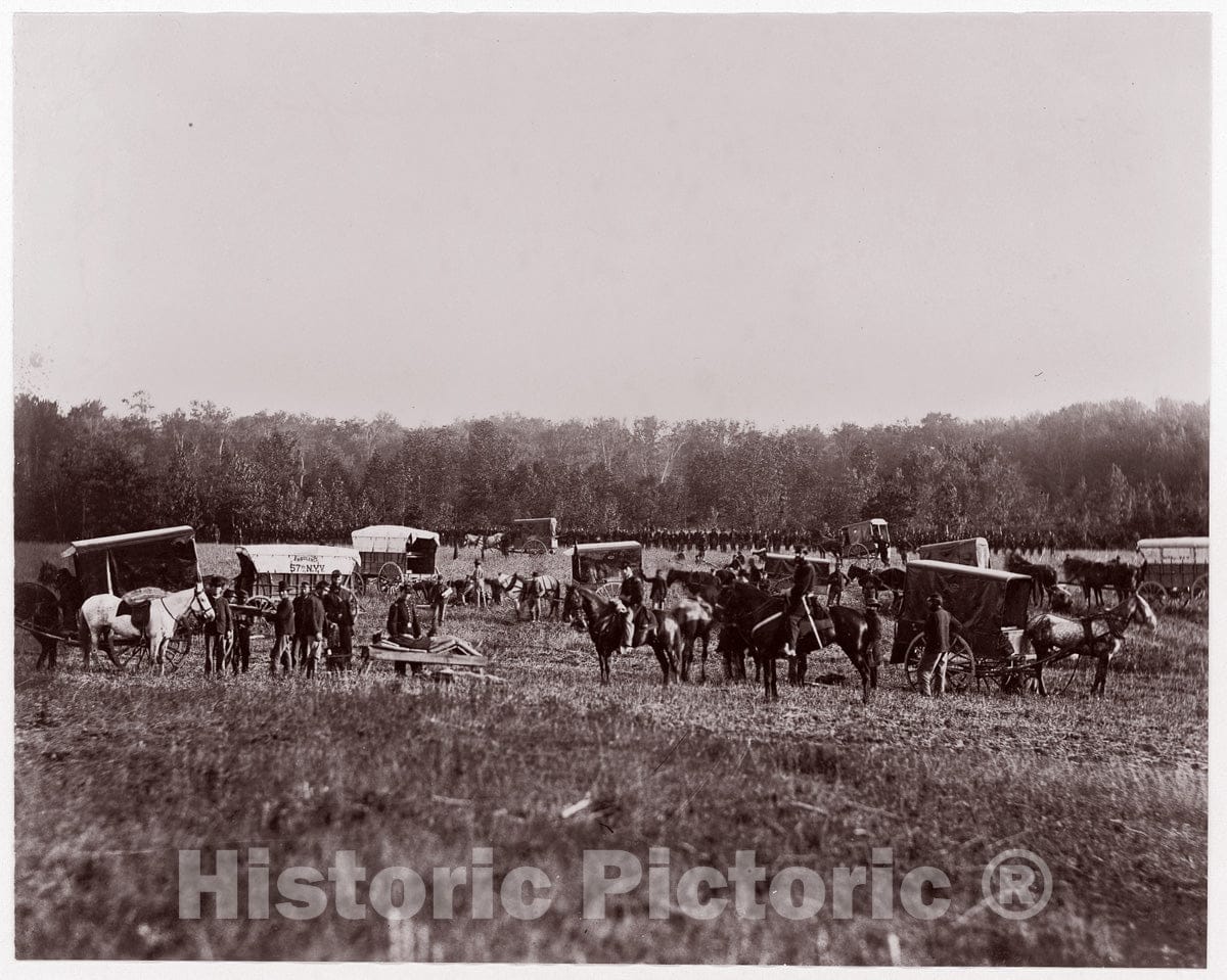 Photo Print : Andrew Joseph Russell - Removing Dead from Battlefield, Marye's Heights, May 2, 1864 : Vintage Wall Art