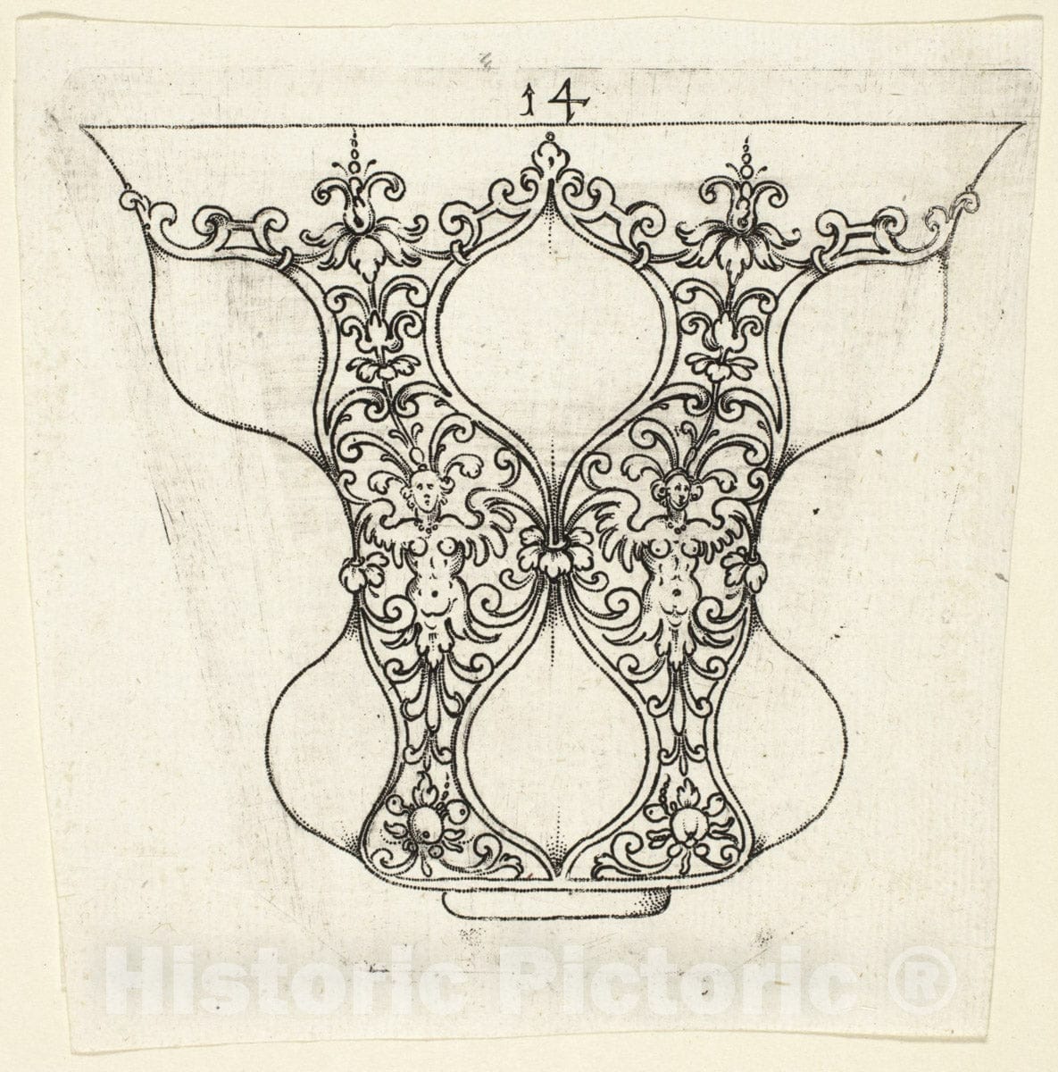 Art Print : Plate 14, from twenty ornamental designs for goblets and beakers, Master A.P., c.1601, Vintage Wall Decor :