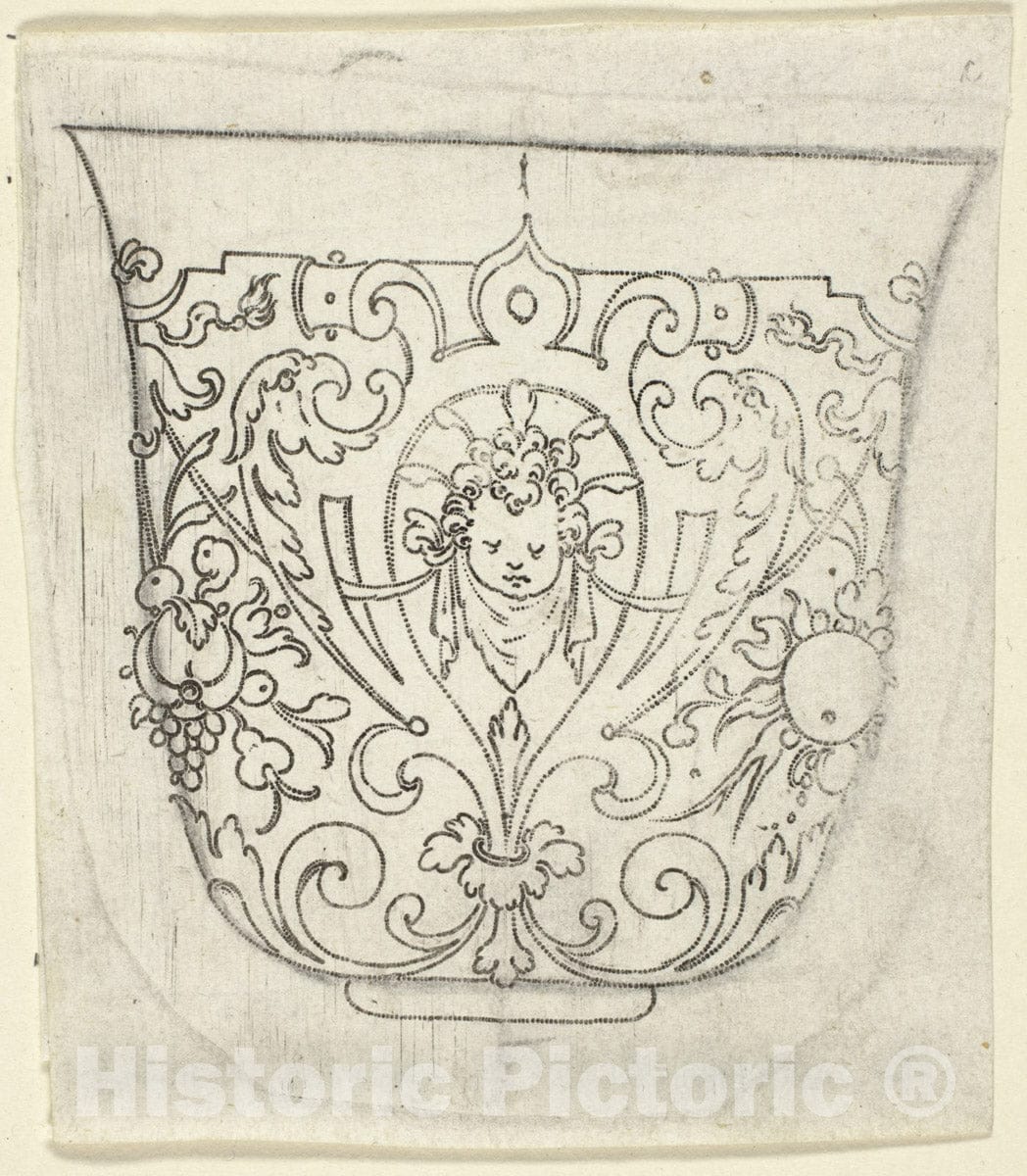 Art Print : Plate 1, from XX Stuck zum (ornamental designs for goblets and beakers), Master A.P., c.1150, Vintage Wall Decor :