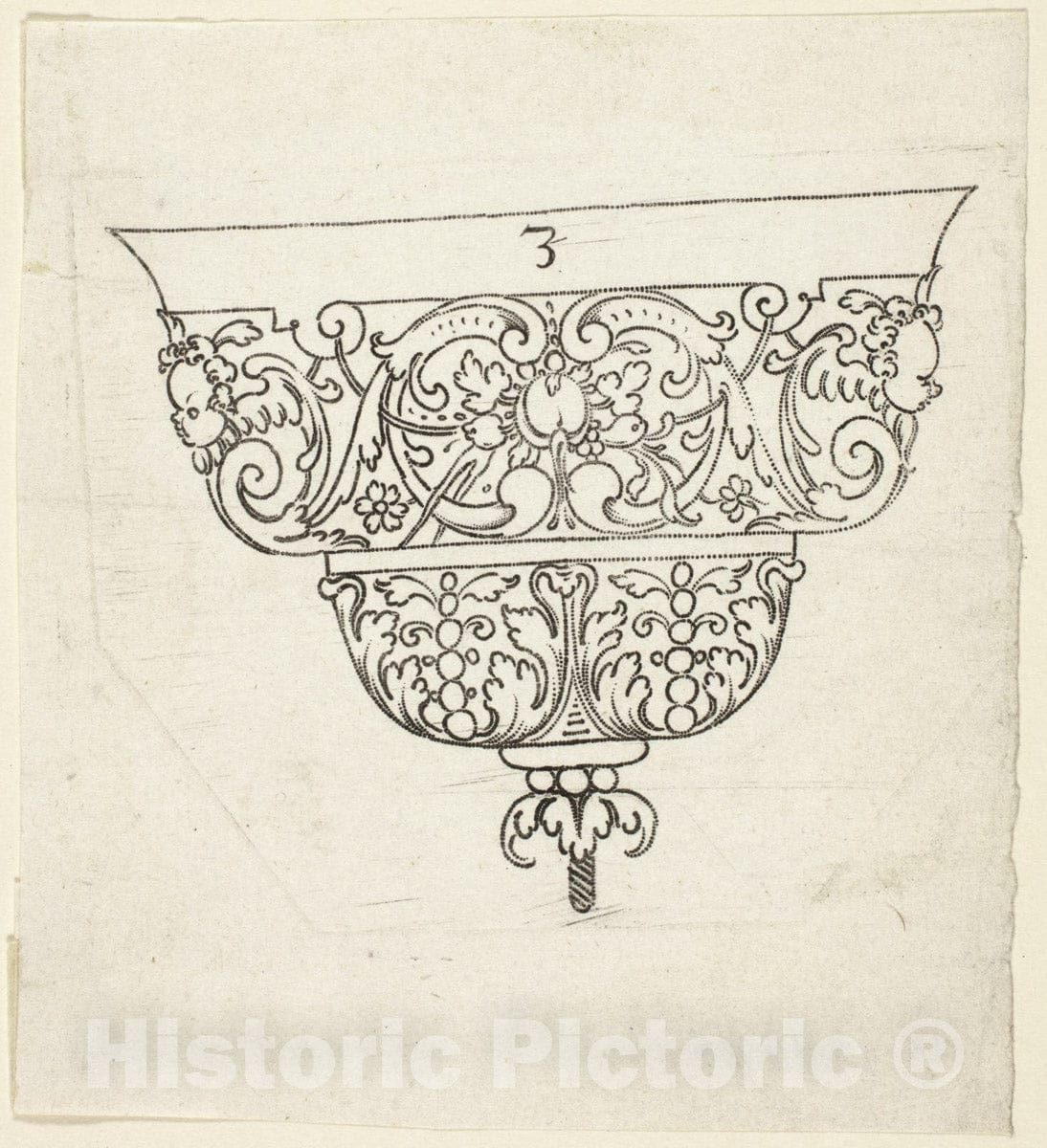 Art Print : Plate 3, from XX Stuck zum (ornamental designs for goblets and beakers), Master A.P., c.1601, Vintage Wall Decor :