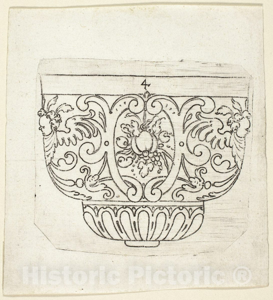 Art Print : Plate 4, from XX Stuck zum (ornamental designs for goblets and beakers), Master A.P., c.1601, Vintage Wall Decor :
