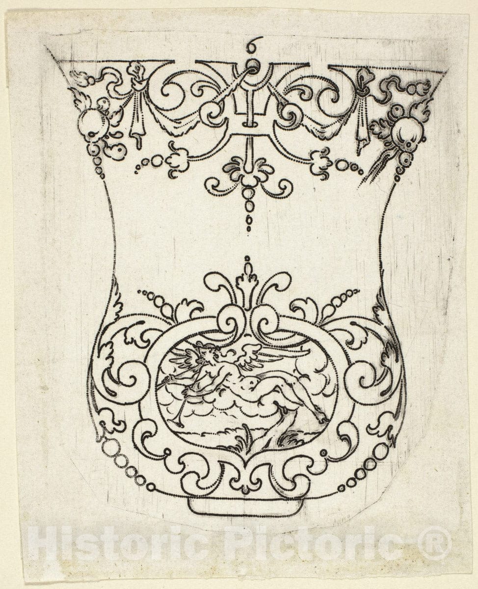 Art Print : Plate 6, from XX Stuck zum (ornamental designs for goblets and beakers), Master A.P., c.1601, Vintage Wall Decor :