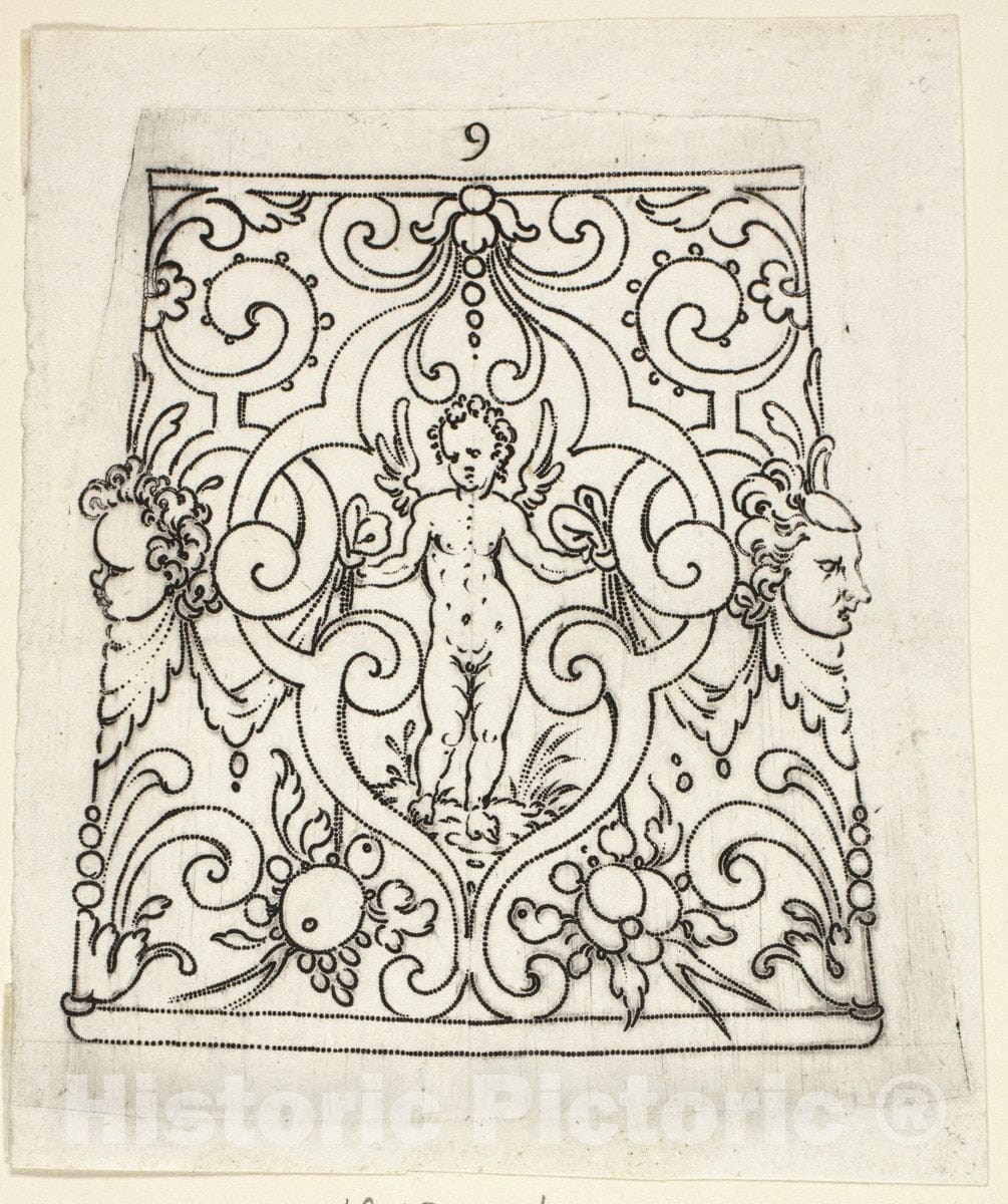 Art Print : Plate 9, from XX Stuck zum (ornamental designs for goblets and beakers), Master A.P., c.1675, Vintage Wall Decor :