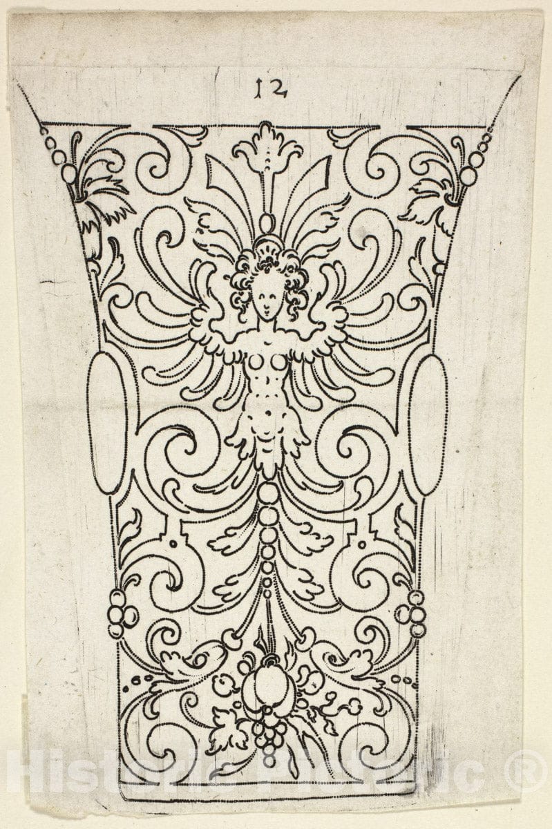 Art Print : Plate 12, from XX Stuck zum (ornamental designs for goblets and beakers), Master A.P., c 1968, Vintage Wall Decor :