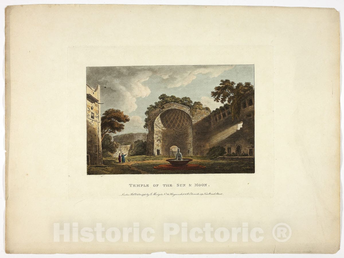 Art Print : Temple of the Sun &; Moon, plate two from Ruins of Rome, M. Dubourg, c 1796, Vintage Wall Decor :