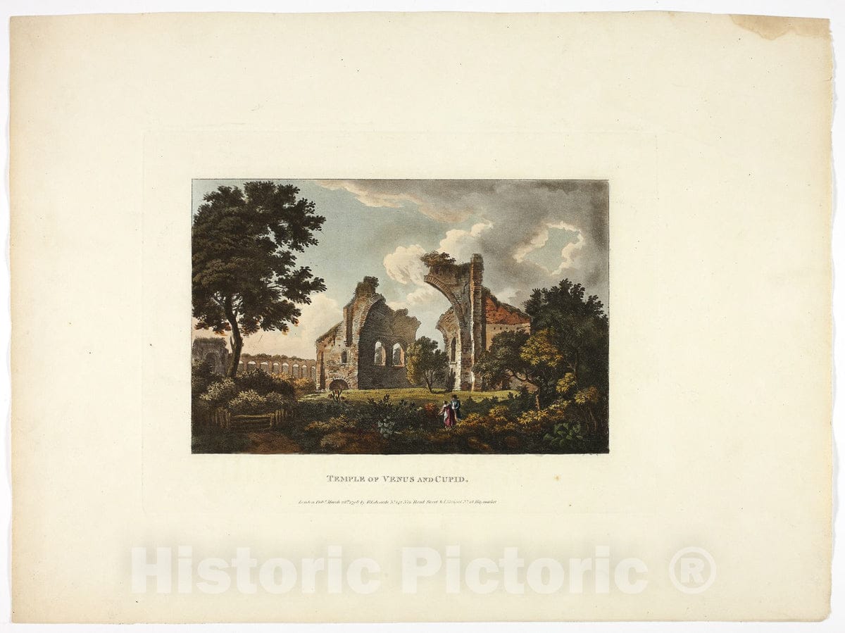 Art Print : Temple of Venus and Cupid, plate twelve from the Ruins of Rome, M. Dubourg, c.1798, Vintage Wall Decor :