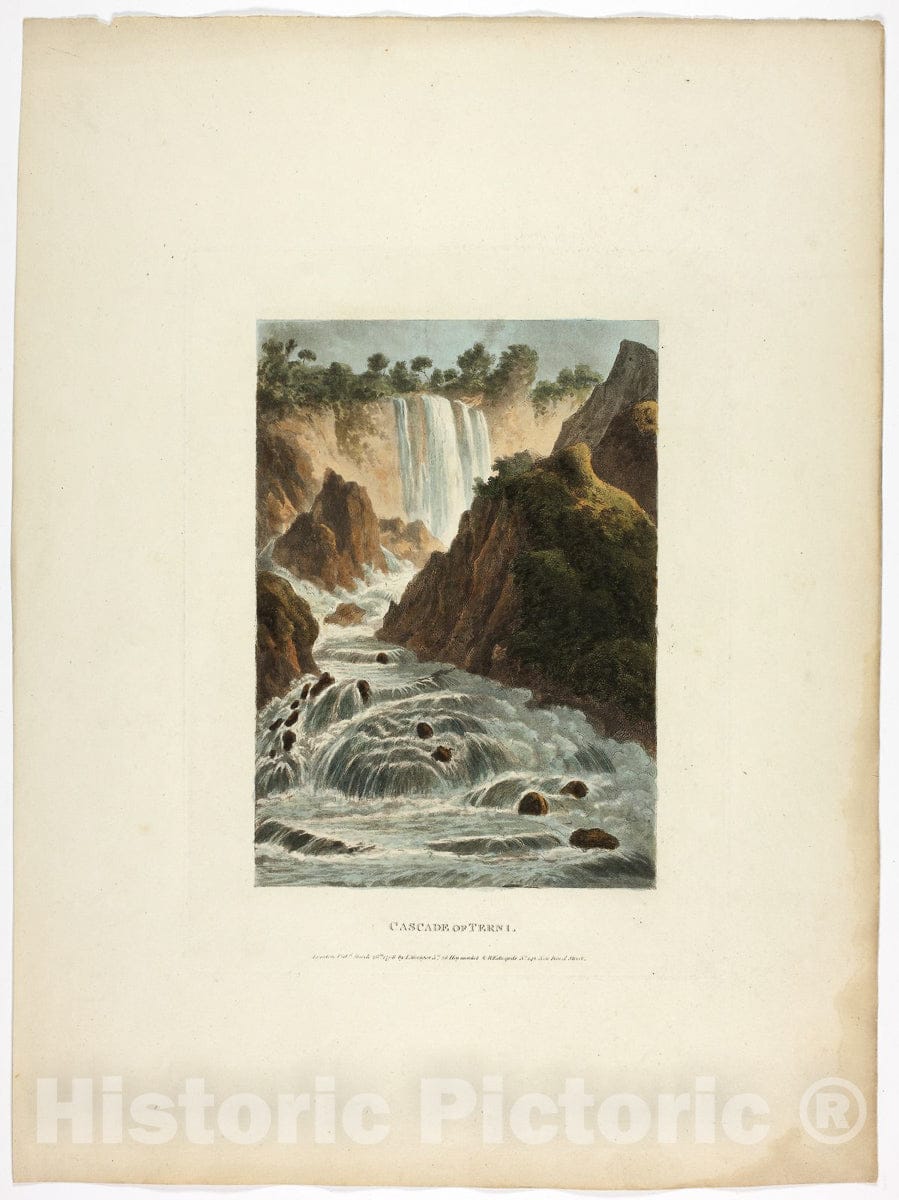 Art Print : Cascade of Terni, plate fourteen from the Ruins of Rome, M. Dubourg, c.1798, Vintage Wall Decor :