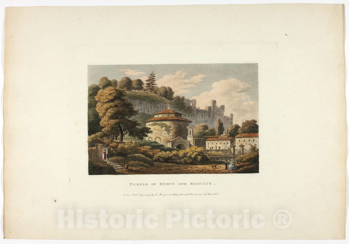 Art Print : Temple of Remus and Romulus, plate sixteen from the Ruins of Rome, M. Dubourg, c.1798, Vintage Wall Decor :