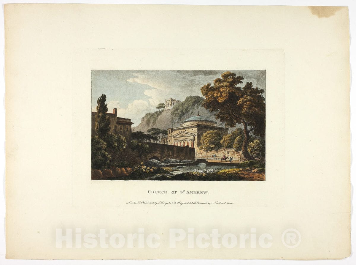 Art Print : Church of St. Andrew, plate eighteen from the Ruins of Rome, M. Dubourg, c.1798, Vintage Wall Decor :