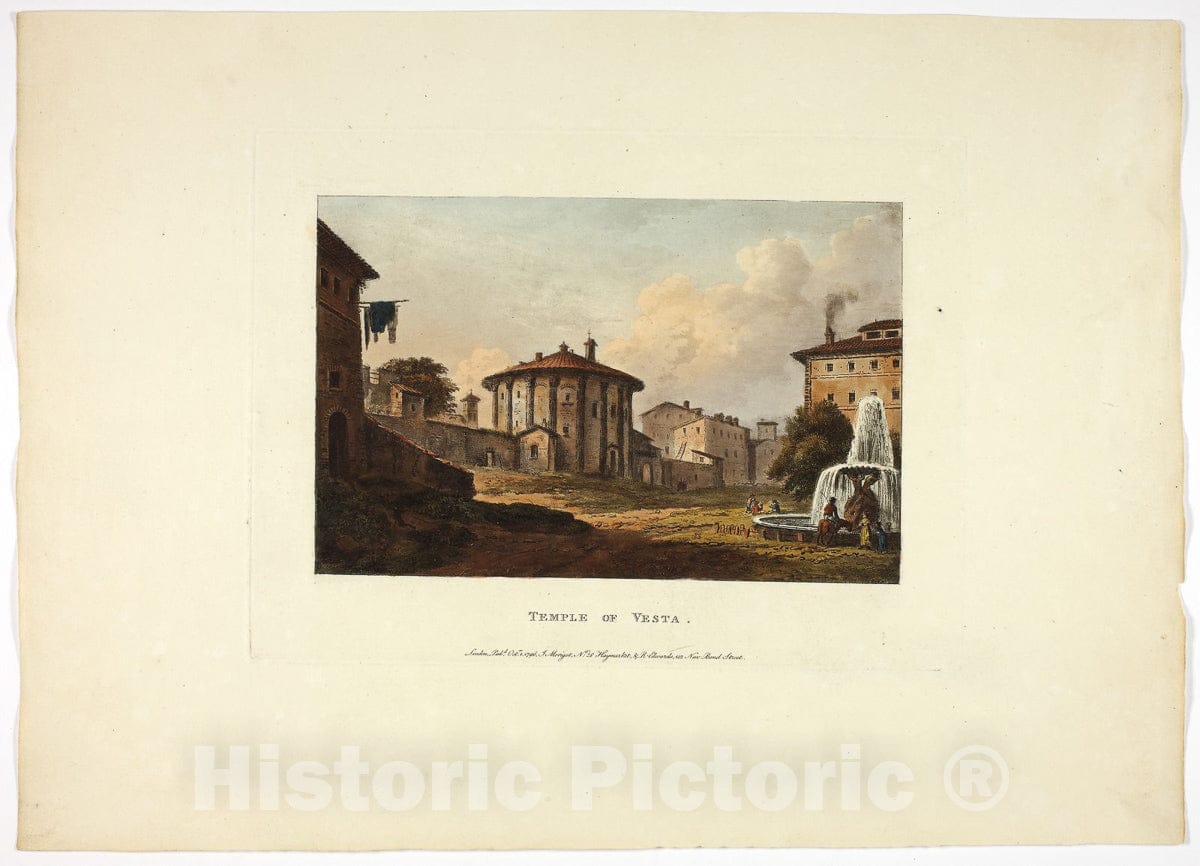 Art Print : Temple of Vesta, plate nineteen from the Ruins of Rome, M. Dubourg, c.1798, Vintage Wall Decor :