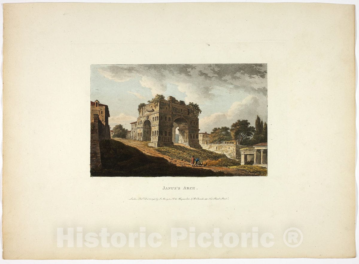 Art Print : Januss Arch, plate twenty from the Ruins of Rome, M. Dubourg, c.1797, Vintage Wall Decor :
