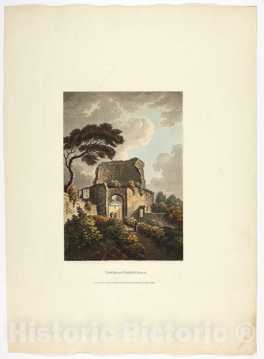 Art Print : Tower of Pignattara, plate twenty-two from the Ruins of Rome, M. Dubourg, c.1797, Vintage Wall Decor :