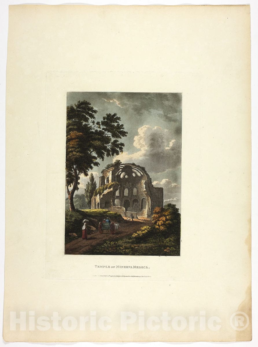 Art Print : Temple of Minerva Medica, plate twenty-five from the Ruins of Rome, M. Dubourg, c.1798, Vintage Wall Decor :