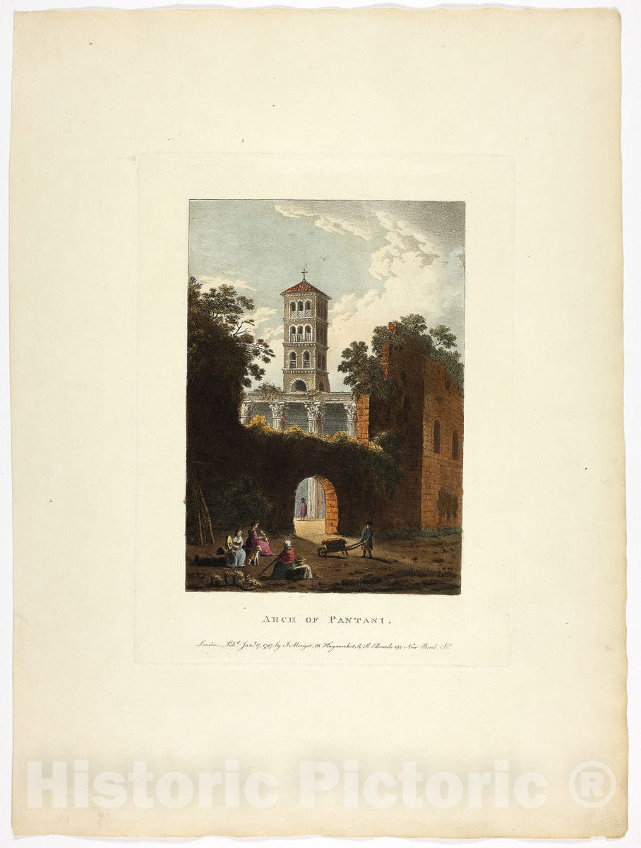 Art Print : Arch of Pantani, plate thirty-seven from the Ruins of Rome, M. Dubourg, c 1784, Vintage Wall Decor :