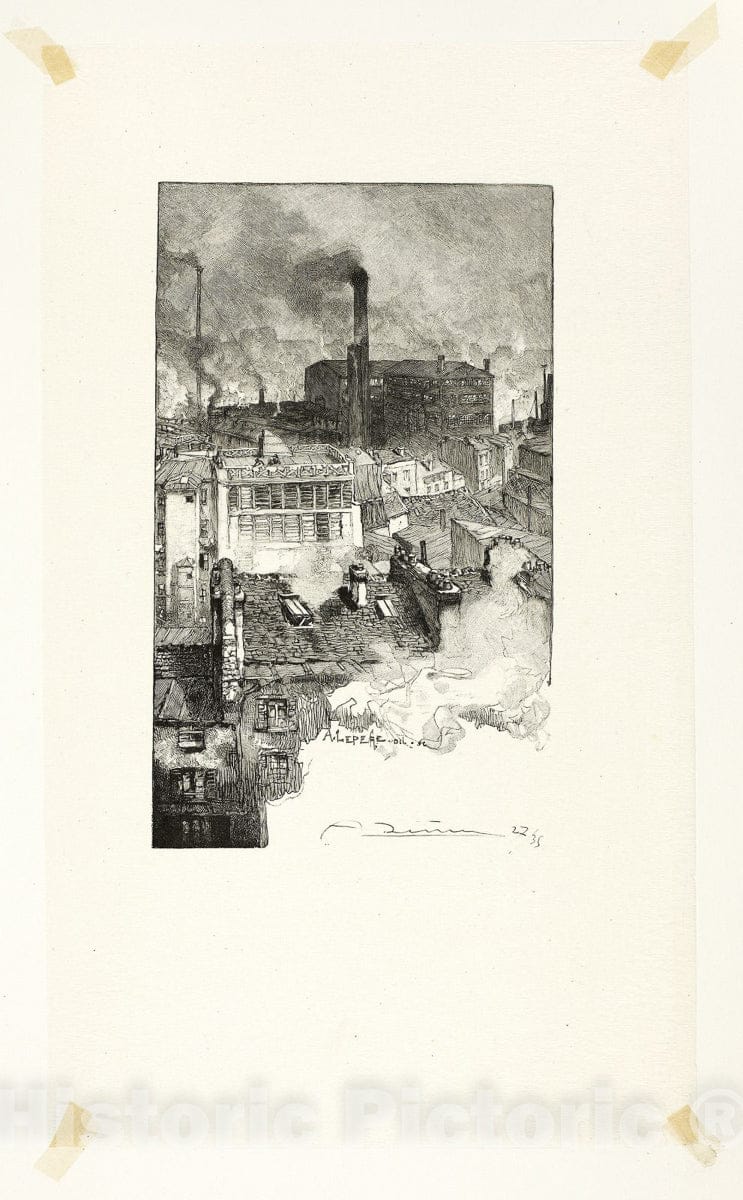 Art Print : Quartier des Gobelins, plate twenty from Le Long de la Seine et des Boulevards, Louis Auguste LepÃ¨re, c 1887, Vintage Wall Decor :