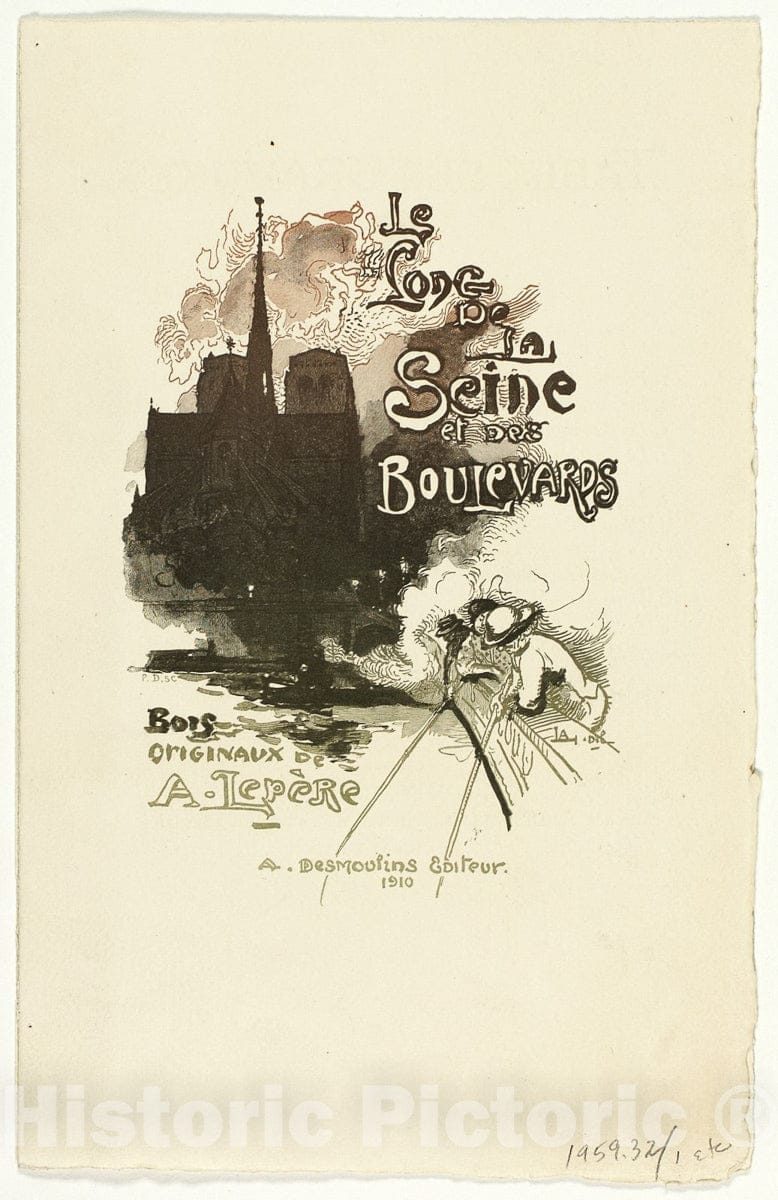 Art Print : Prospectus for Le Long de la Seine et des Boulevards, Pierre Desmoulins, c 1868, Vintage Wall Decor :