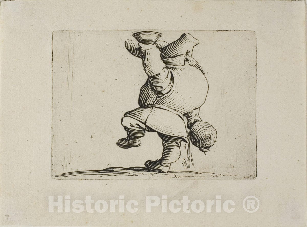 Art Print : The Drinker Seen from the Back, from Varie Figure Gobbi, Jacques Callot, c.1616, Vintage Wall Decor :