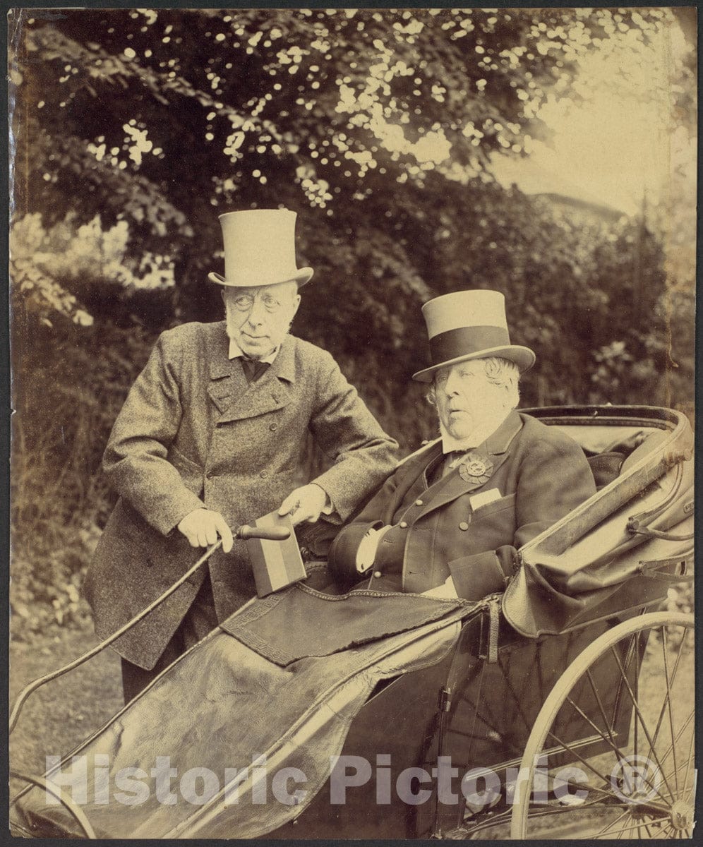 Photo Print : Two Gentlemen, One in Cart : Vintage Wall Art