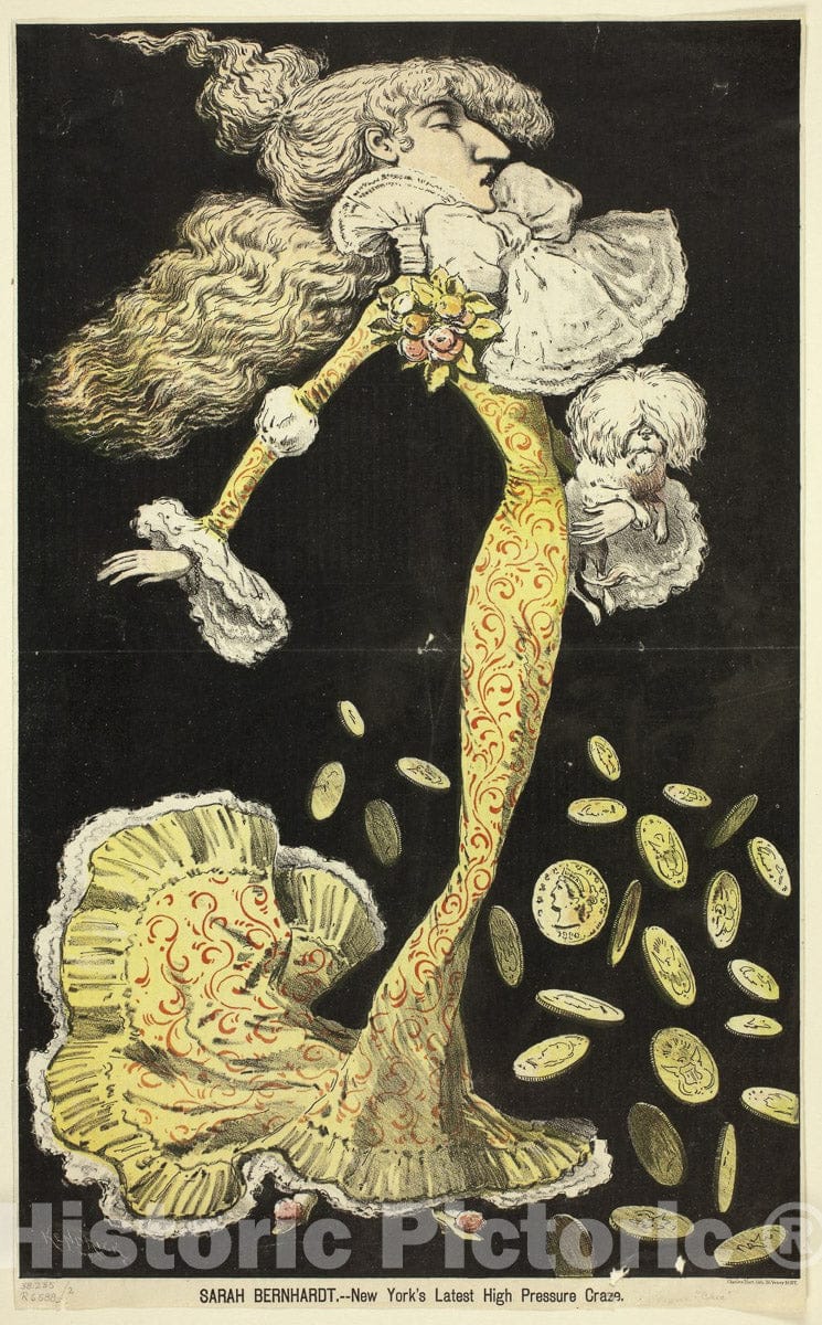 Art Print : Sarah Bernhardt-New Yorks Latest High Pressure Craze, Kendrick, c.1876, Vintage Wall Decor :
