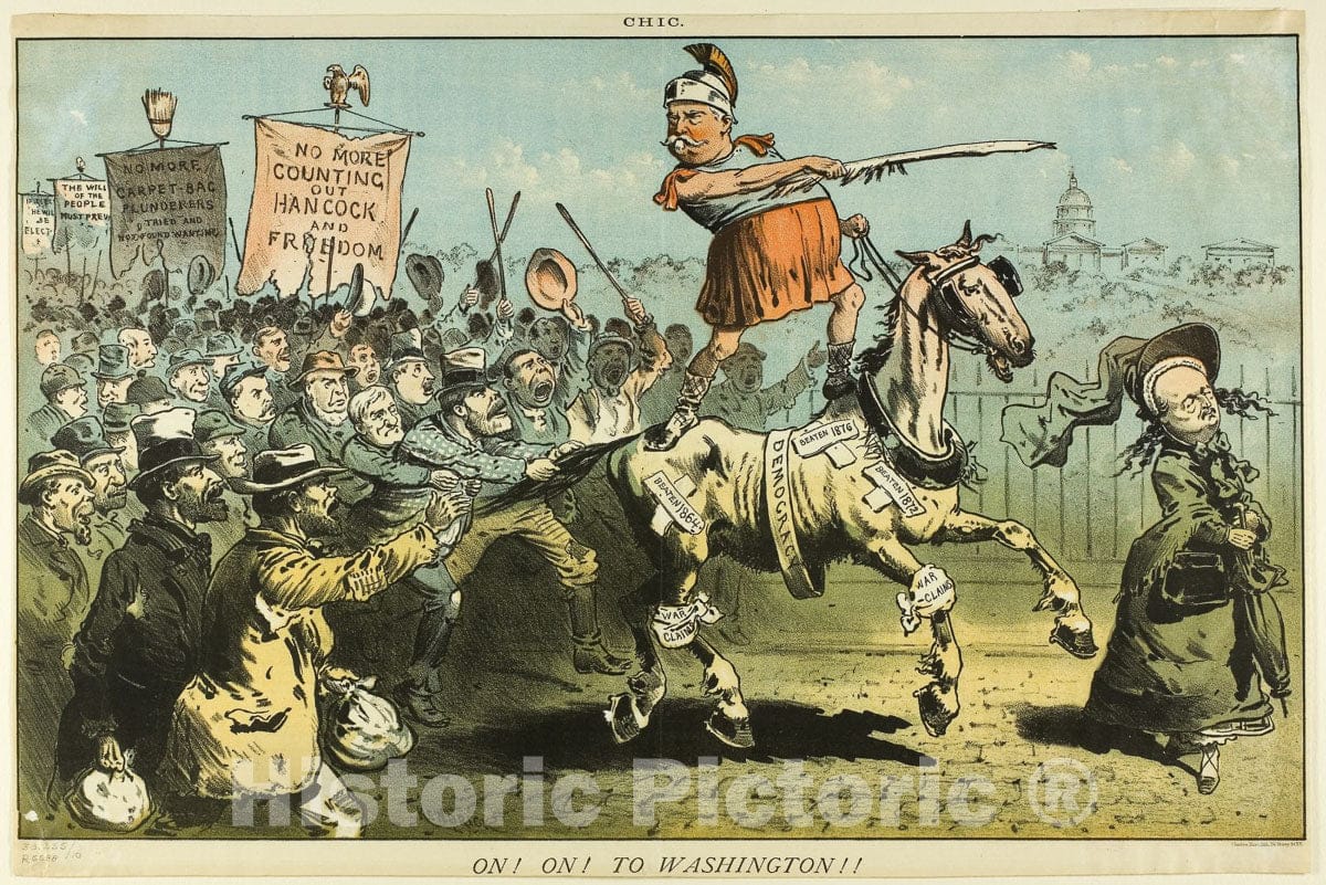 Art Print : On! On! to Washington, from Chic, Kendrick, c 1888, Vintage Wall Decor :