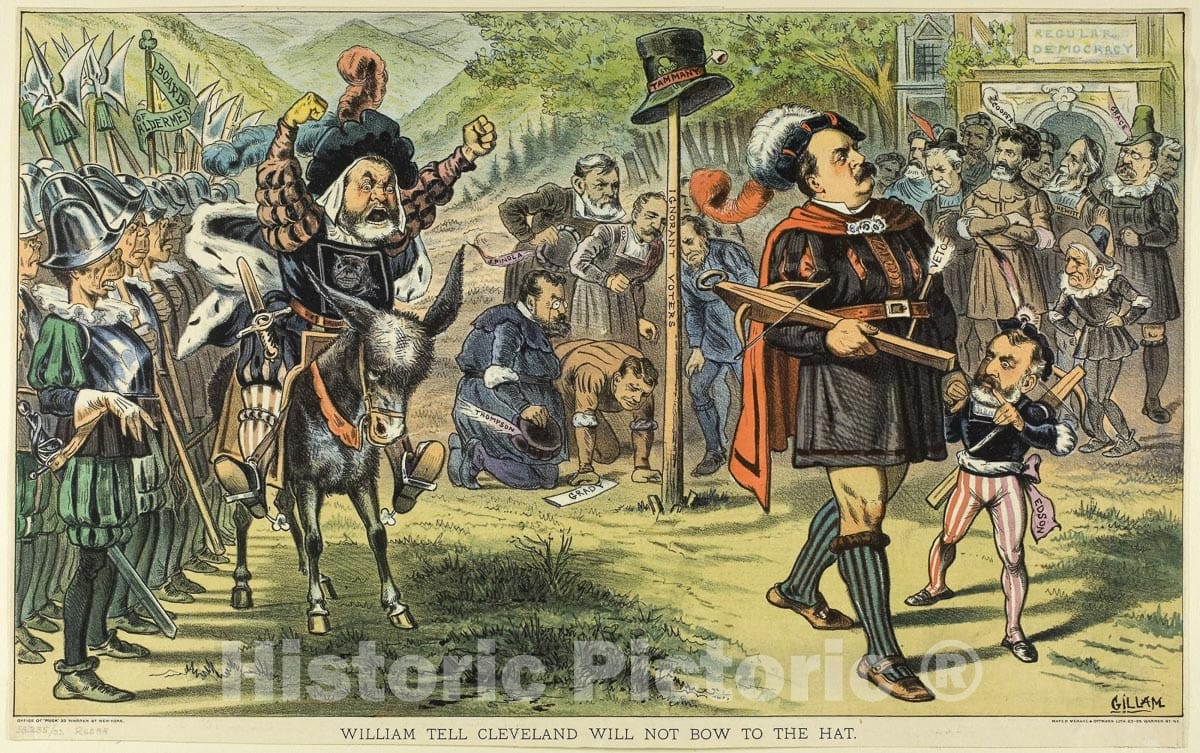 Art Print : William Tell Cleveland Will Not Bow to the Hat, from Puck, Bernard Gillam, c.1897, Vintage Wall Decor :
