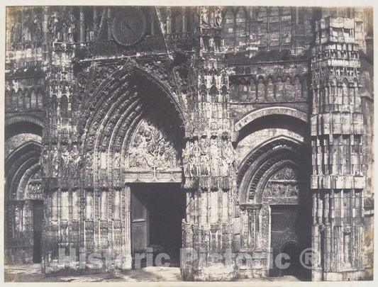 Photo Print : Edmond Bacot - Bas du Portail, Côté de la Place, Cathédrale de Rouen : Vintage Wall Art
