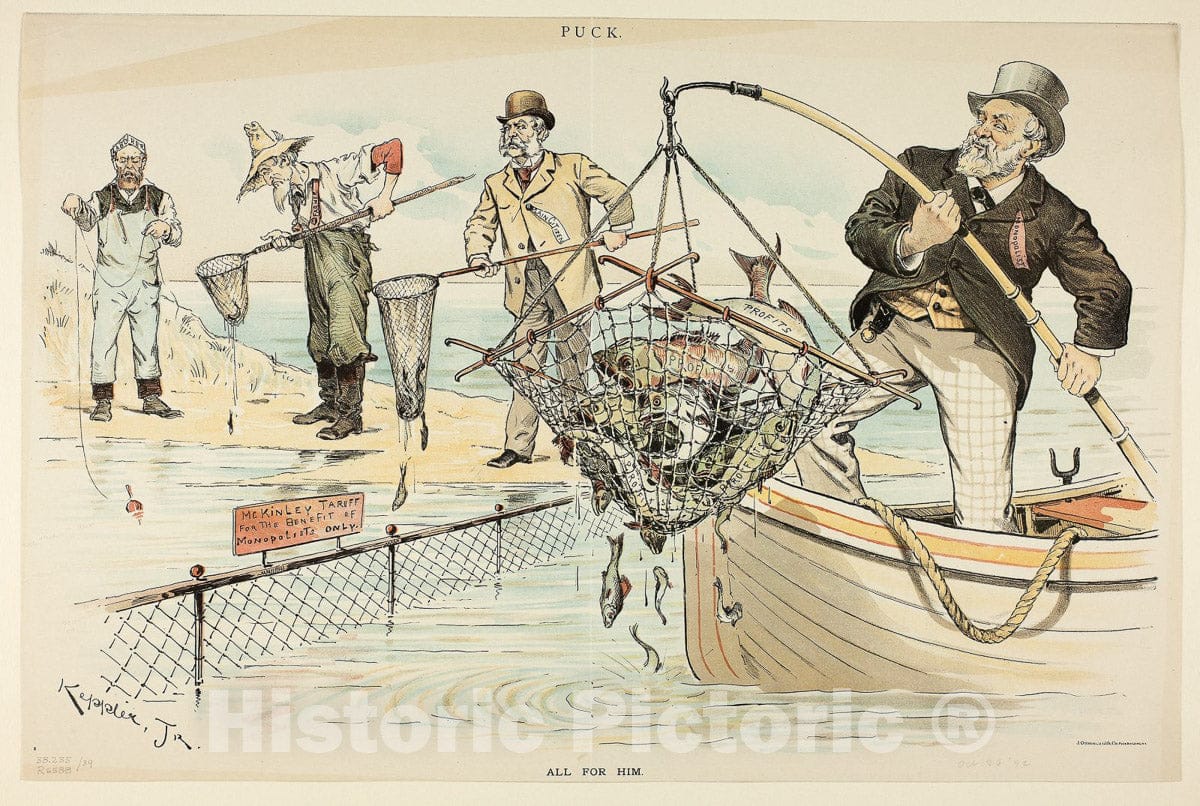 Art Print : All for Him, Joseph Keppler, c.1876, Vintage Wall Decor :