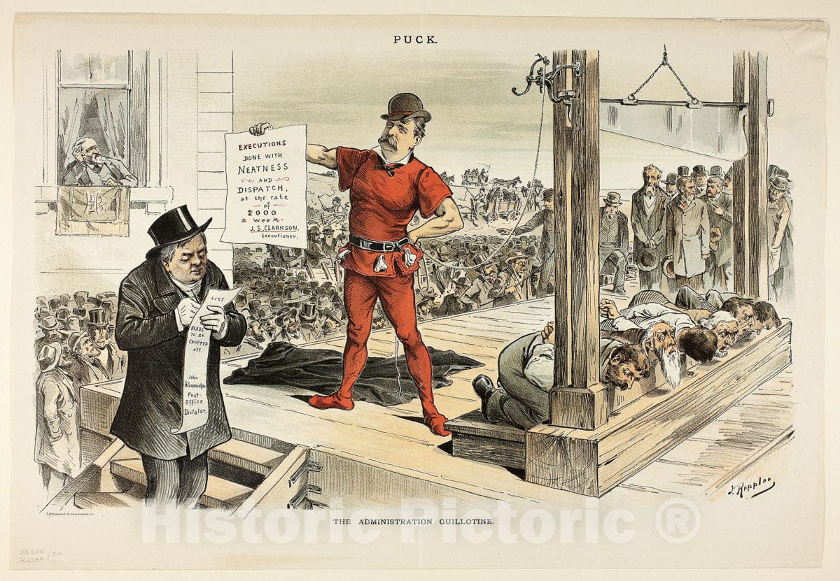 Art Print : The Administration Guillotine, from Puck, Joseph Keppler, c 1890, Vintage Wall Decor :