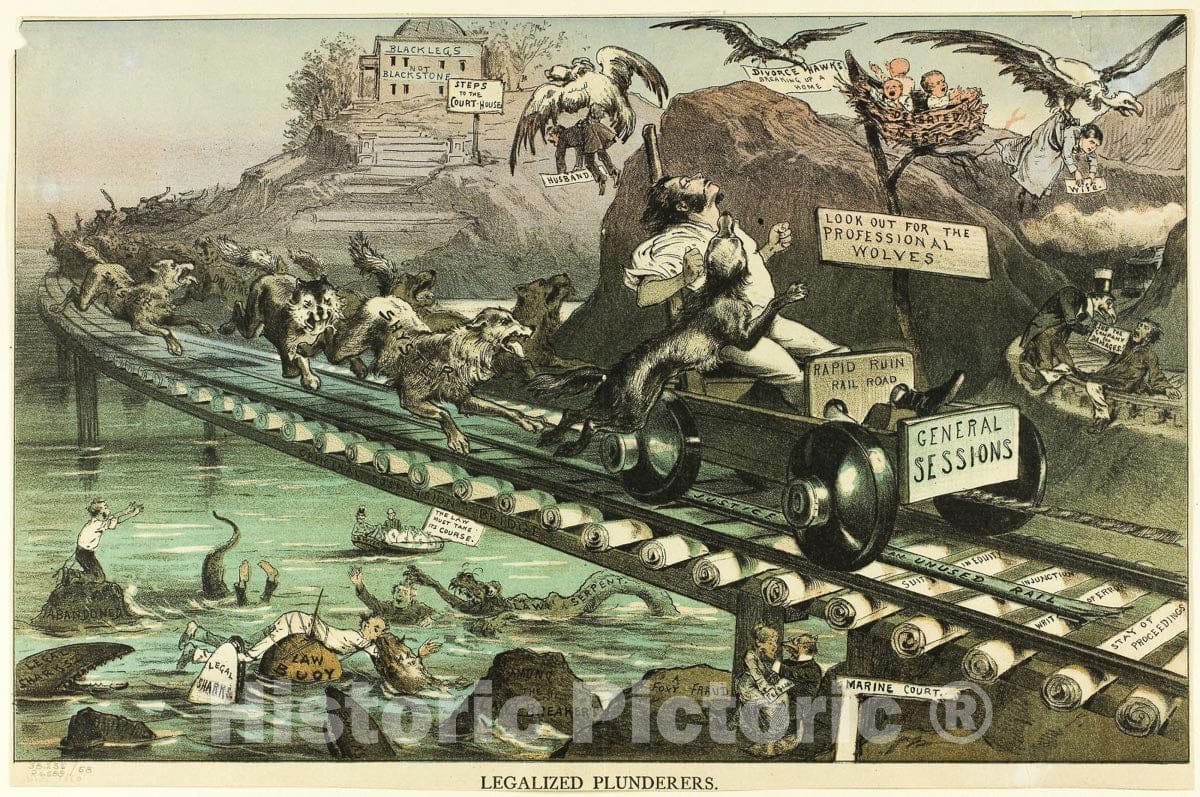 Art Print : Legalized Plunderers, from Puck, Unknown Artist, c 1892, Vintage Wall Decor :