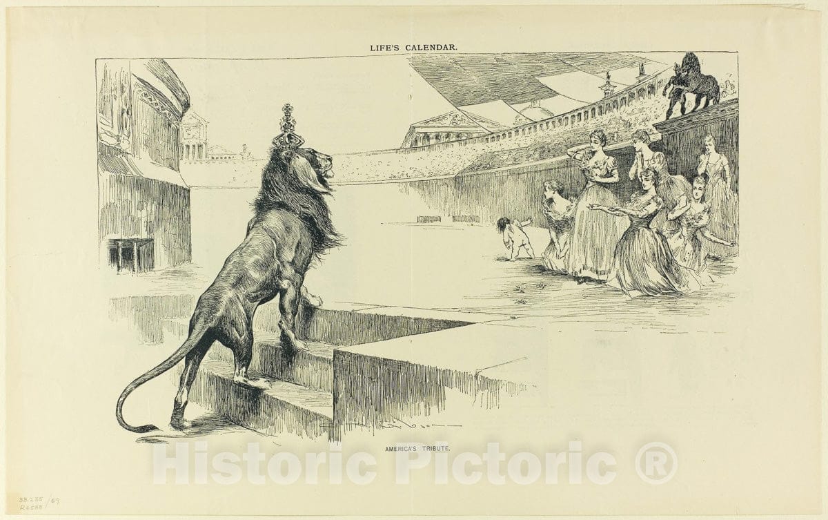 Art Print : Americas Tribute, from Life, Charles Dana Gibson, c 1891, Vintage Wall Decor :
