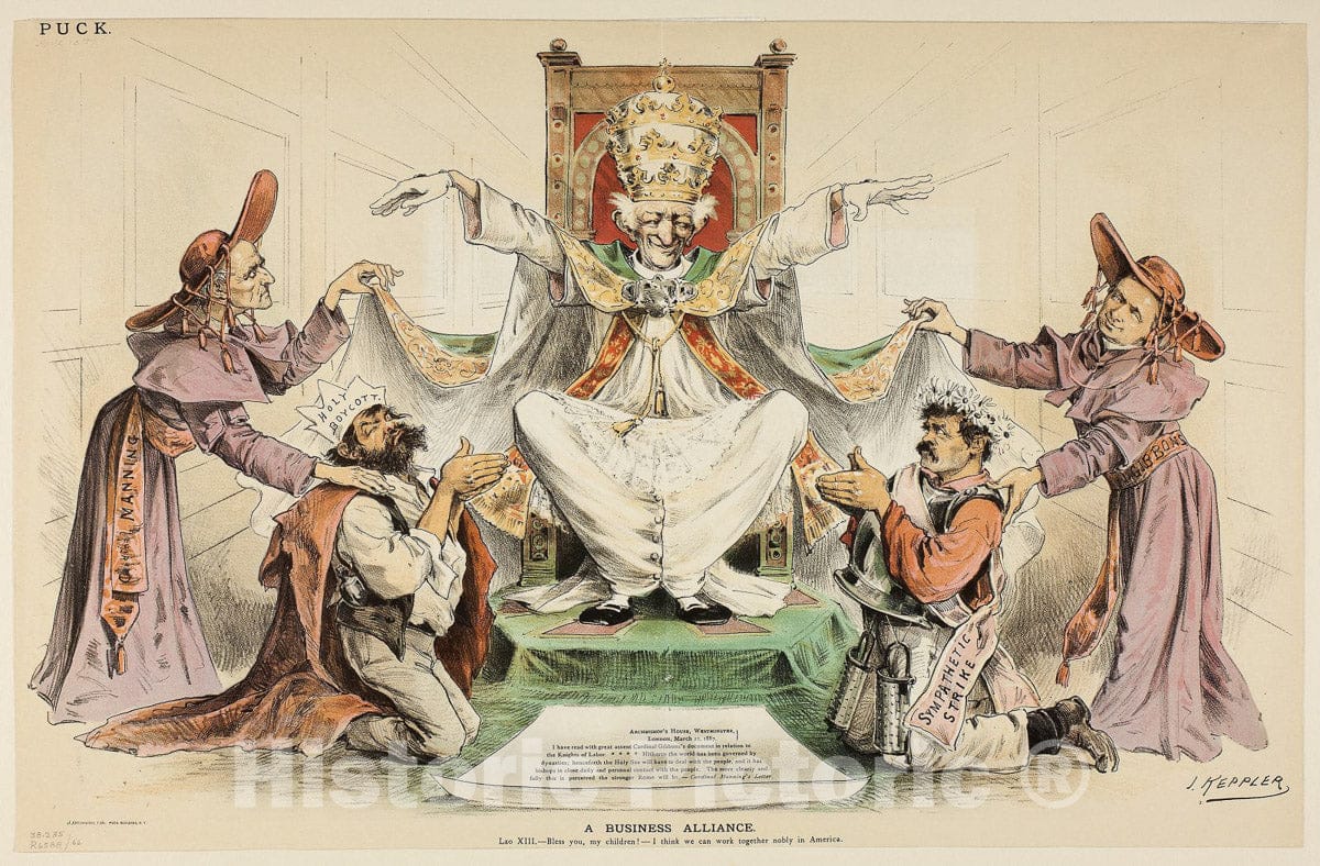 Art Print : A Business Alliance, Joseph Keppler, c 1889, Vintage Wall Decor :