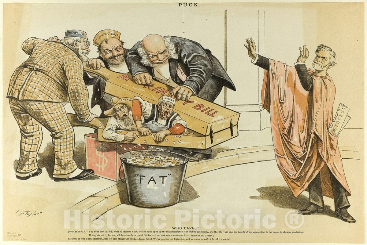 Art Print : Who Cares?, from Puck, C. Jay Taylor, c.1895, Vintage Wall Decor :
