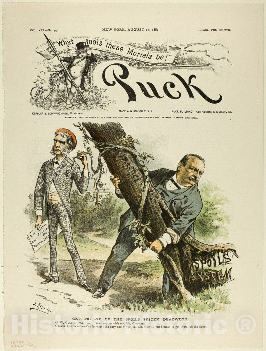 Art Print : Getting Rid of the Spoils System Deadwood, from Puck, Joseph Keppler, c 1888, Vintage Wall Decor :