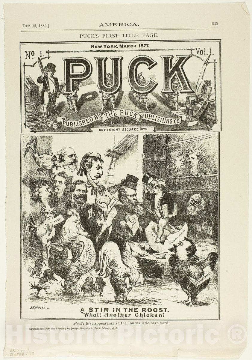 Art Print : A Stir in the Roost, from America, Joseph Keppler, c 1893, Vintage Wall Decor :