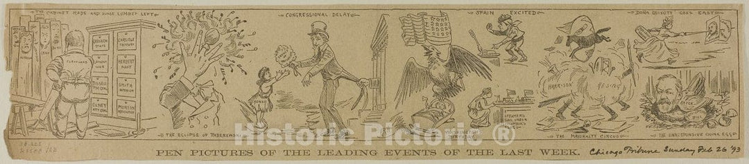 Art Print : Pen Pictures of the Leading Events of the Last Week, from Chicago Tribune, H. R. H., c.1893, Vintage Wall Decor :