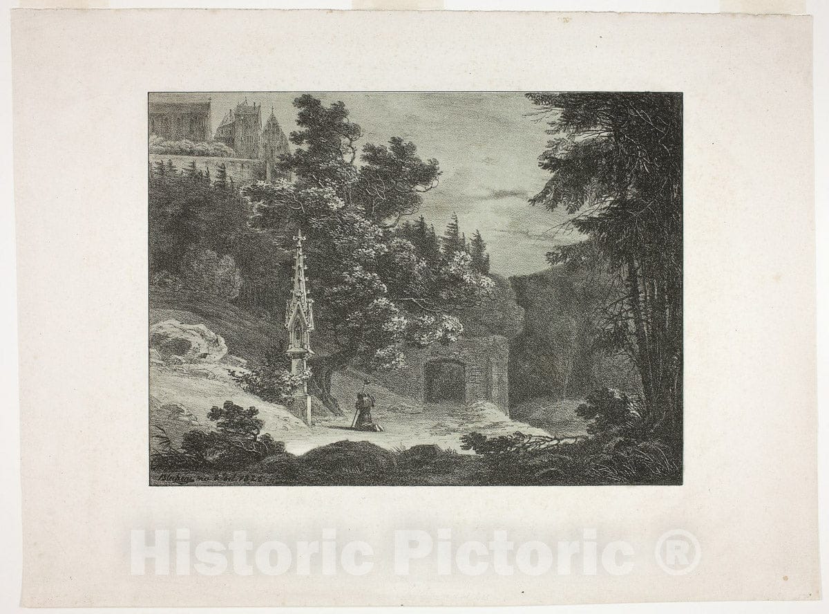 Art Print : Pilgrim in the Woods, Carl Blechen, c 1897, Vintage Wall Decor :