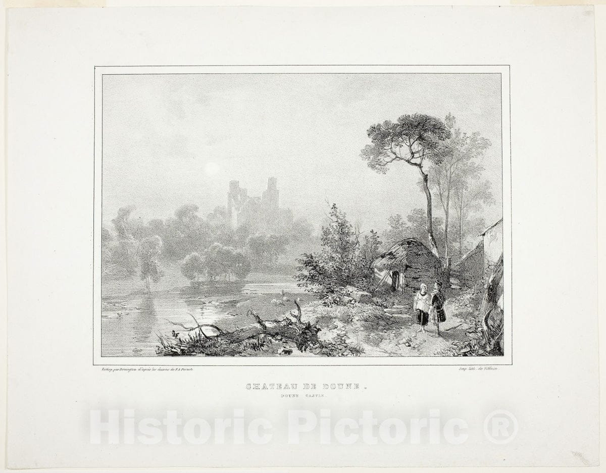 Art Print : Doune Castle, Richard Parkes Bonington, c.1843, Vintage Wall Decor :