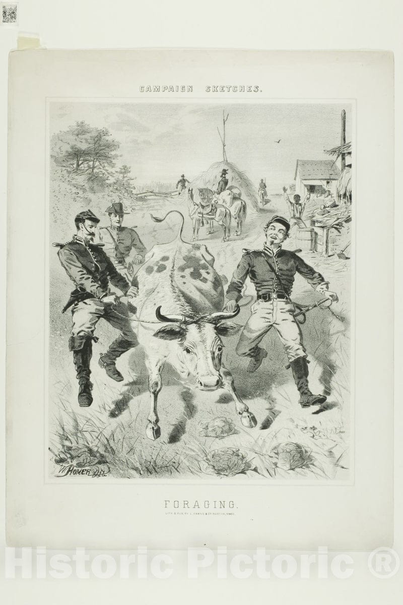 Art Print : Campaign Sketches: Foraging, Winslow Homer, c.1995, Vintage Wall Decor :