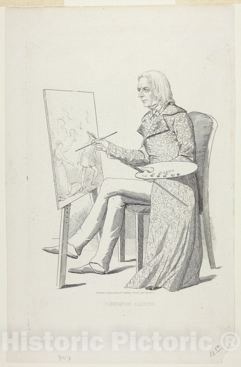 Art Print : Washington Allston, David Claypoole Johnston, c.1764, Vintage Wall Decor :