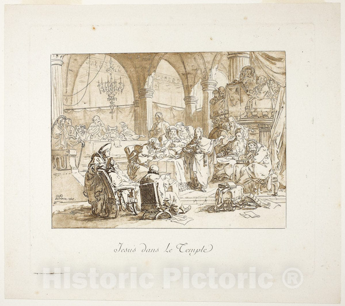 Art Print : Jesus in the Temple, Jean Baptiste Le Prince, c 1968, Vintage Wall Decor :