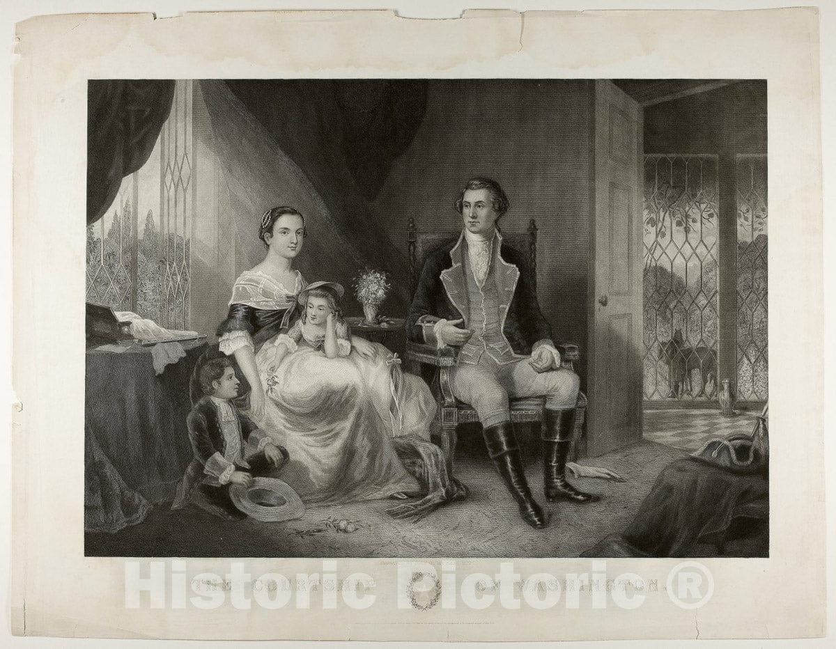 Art Print : The Courtship of Washington, John C. McRae, c.1471, Vintage Wall Decor :