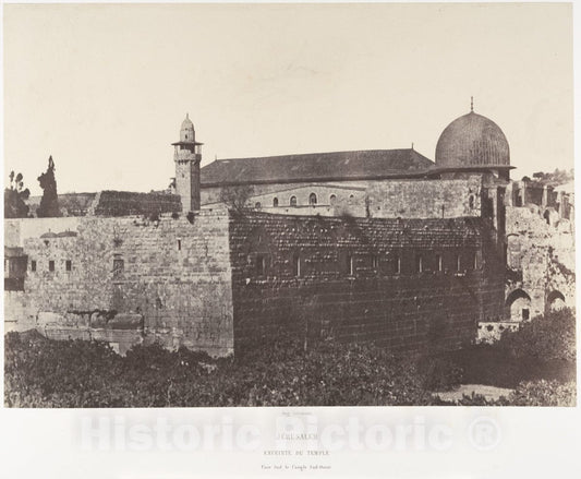 Photo Print : Auguste Salzmann - Jérusalem, Enceinte du Temple, Face sud de l'angle Sud-Est 1 : Vintage Wall Art