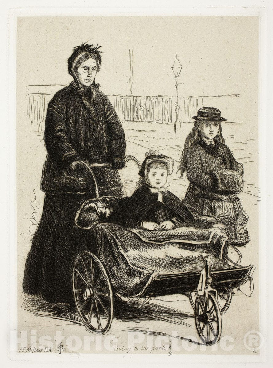 Art Print : Going to the Park, Sir John Everett Millais, c 1886, Vintage Wall Decor :