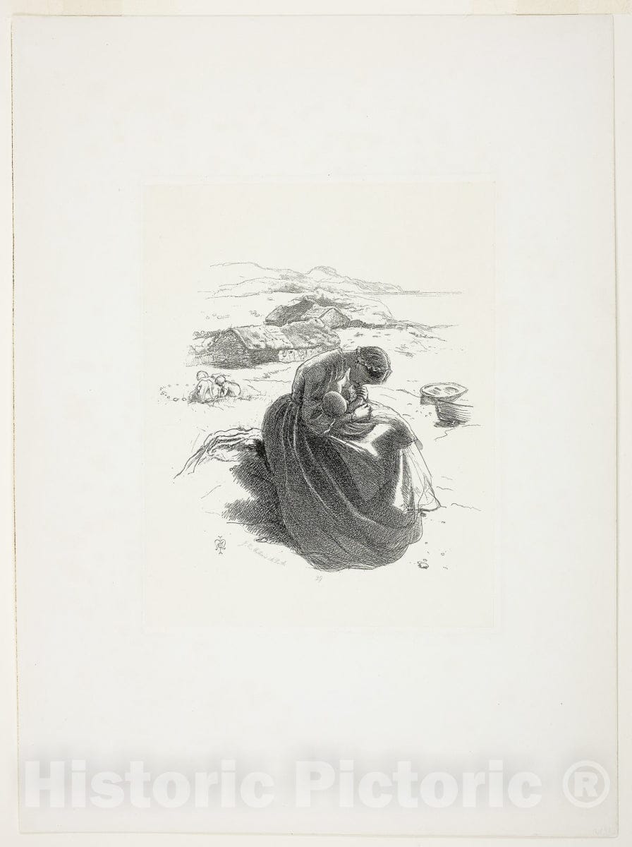 Art Print : The Young Mother, Sir John Everett Millais, c 1850, Vintage Wall Decor :