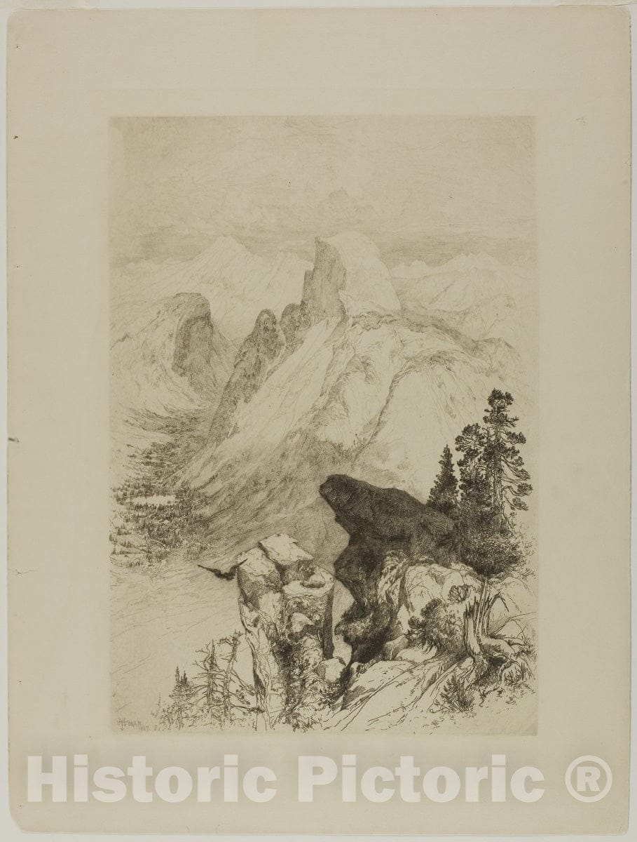 Art Print : Half-Dome, View from Moran Point, Thomas Moran, c 1925, Vintage Wall Decor :