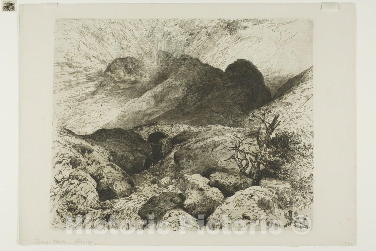 Art Print : Bridge in the Pass of Glencoe, Scotland, Thomas Moran, c 1967, Vintage Wall Decor :