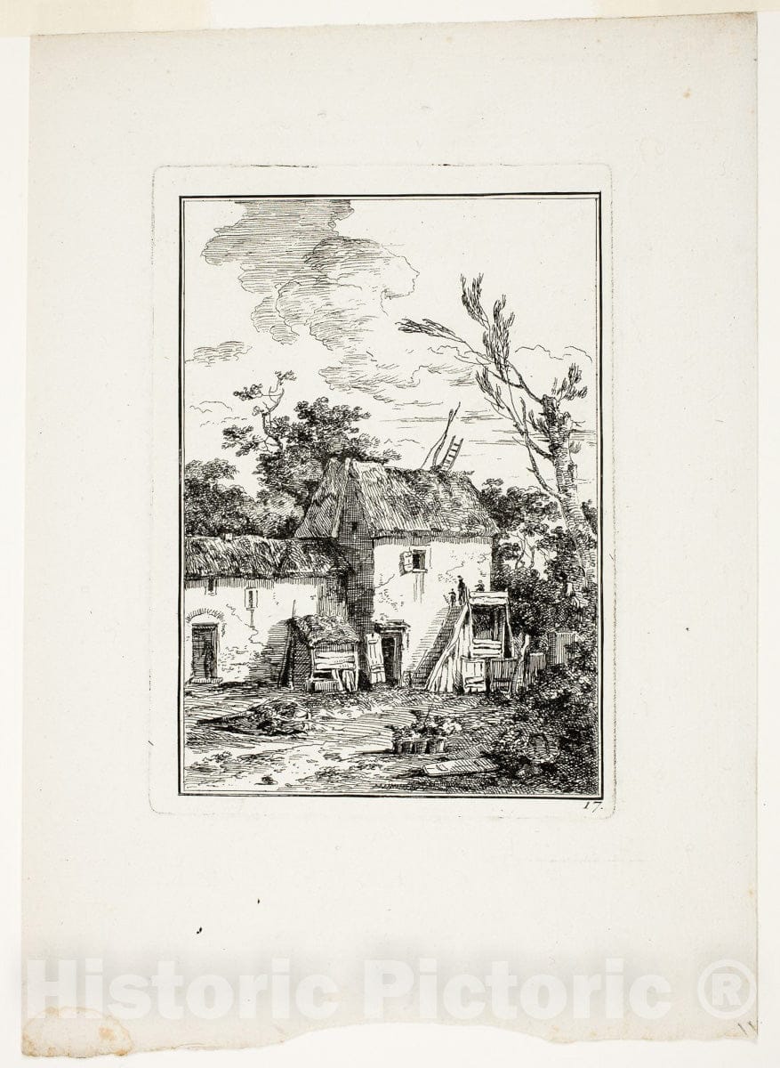 Art Print : Vertical Landscape, Louis Gabriel Moreau, c.1962, Vintage Wall Decor :
