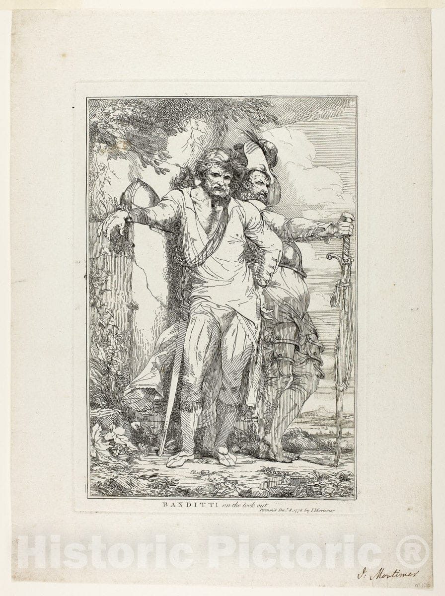 Art Print : Banditti on the Lookout, John Hamilton Mortimer, c 1910, Vintage Wall Decor :