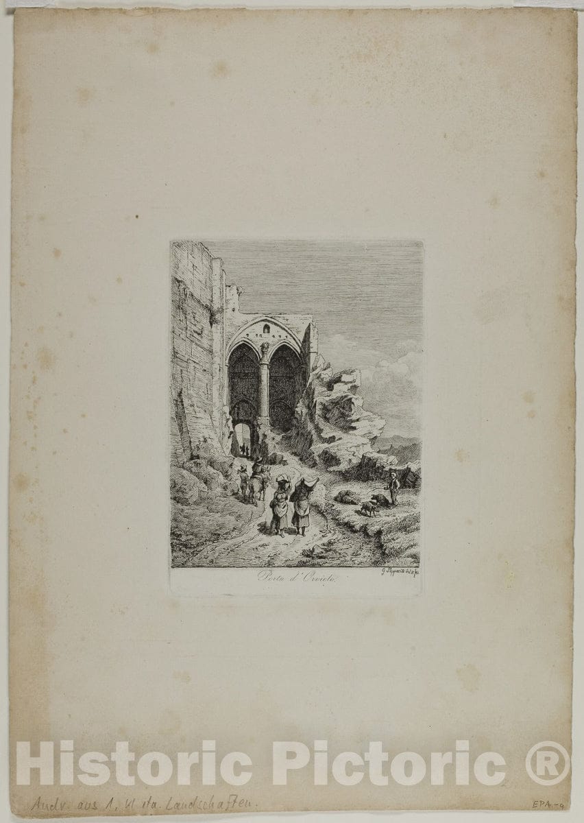 Art Print : Gate of Orvieto, Gustav Friedrich Papperitz, c 1520, Vintage Wall Decor :