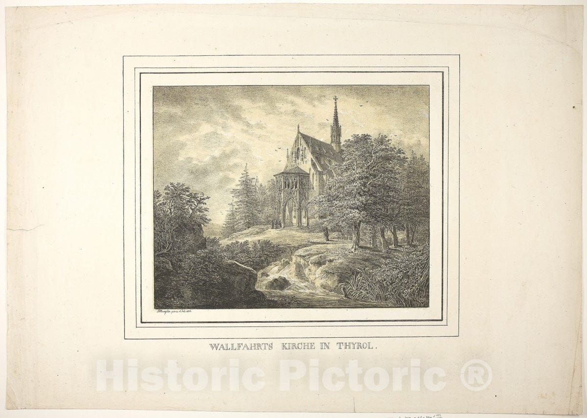 Art Print : Church of the Pilgrimage in the Tirol, Domenico Quaglio, c 1893, Vintage Wall Decor :